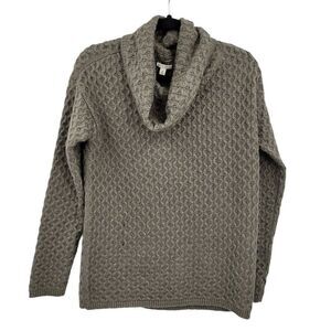 Sonoma Sweater Cowl Neck Non‎ Itch Pullover Textured Metallic Threading Gray M